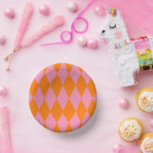 Oranges und rosa Harlekin-Karuomuster-Design Pappteller (Party)
