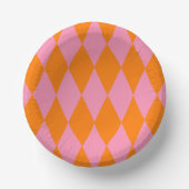 Oranges und rosa Harlekin-Karuomuster-Design Pappteller (Vorderseite)
