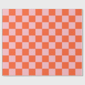 Oranges und rosa Schachbrettmuster Geschenkpapier (Flach)