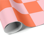 Oranges und rosa Schachbrettmuster Geschenkpapier (Rolleneckpunkt)
