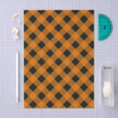 Oranges und schwarzes Gingham-Karomuster Seidenpapier (Handwerk)