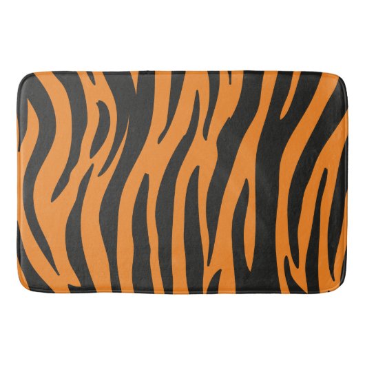 Oranges und schwarzes Zebrastreifenmuster Badematte (Vorderseite)