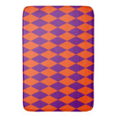 Oranges und violettes Harlekin-Karo-Design Badematte (Vorderseite Vertikal)