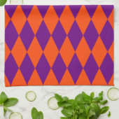 Oranges und violettes Harlekin-Karomuster Design  Geschirrtuch (Gefaltet)