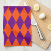 Oranges und violettes Harlekin-Karomuster Design  Geschirrtuch (Viertel Falte)