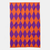 Oranges und violettes Harlekin-Karomuster Design  Geschirrtuch (Vertikal)