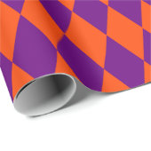 Oranges und violettes Harlekin-Karuomuster Design Geschenkpapier (Rolleneckpunkt)