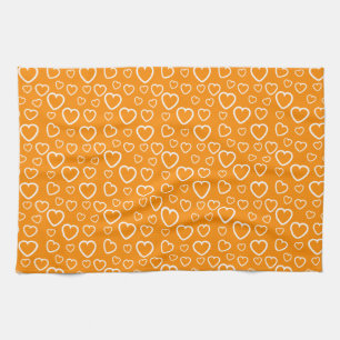 Oranges und weiße Love Hearts Muster Geschirrtuch