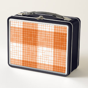 Oranges und weißes, fett kariertes Design  Metall Brotdose