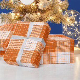 Oranges und weißes, fett kariertes Karomuster Desi Geschenkpapier