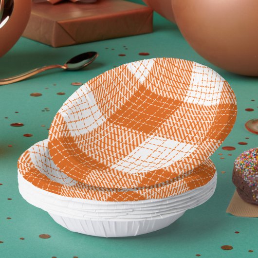 Oranges und weißes, fett kariertes Karomuster Desi Pappteller