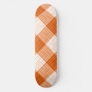 Oranges und weißes, fett kariertes Karomuster-Desi Skateboard