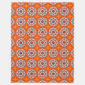 Oranges und weißes geometrisches Mandala-Muster Ha Fleecedecke (Vorderseite)