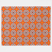Oranges und weißes geometrisches Mandala-Muster Ha Fleecedecke (Vorderseite (Horizontal))
