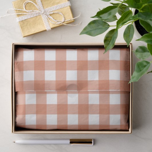 Oranges und weißes kariertes Seidenpapier (Geschenk)