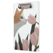 Oranges und weißes Katzen-Blumendesign Klemmbrett (Links)