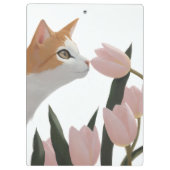 Oranges und weißes Katzen-Blumendesign Klemmbrett (Rückseite)