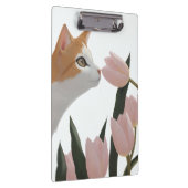 Oranges und weißes Katzen-Blumendesign Klemmbrett (Rechts)