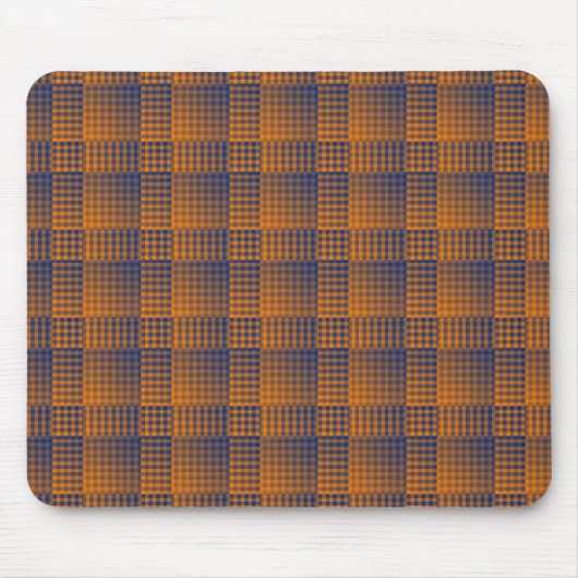 Oranges violettes Schachbrett abstraktes Muster Mousepad (Vorne)