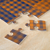 Oranges violettes Schachbrett abstraktes Muster Puzzle (Seite)