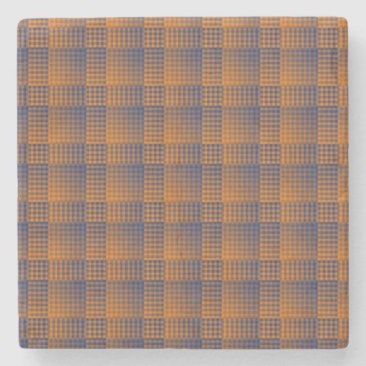 Oranges violettes Schachbrett abstraktes Muster Steinuntersetzer (Vorderseite)