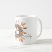 Oranges Vogelnest mit Eiern Kaffeetasse (VorderseiteRechts)