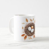 Oranges Vogelnest mit Eiern Kaffeetasse (Vorderseite Links)