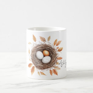 Oranges Vogelnest mit Eiern Kaffeetasse