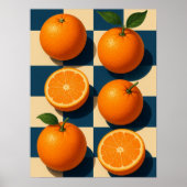 Oranges Wandkunst, Retro-Orangen-Frucht-Kunst Poster (Vorne)
