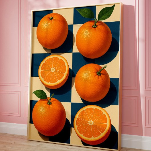 Oranges Wandkunst, Retro-Orangen-Frucht-Kunst Poster