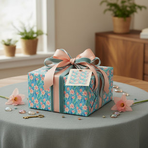 Oranges Wasserfarben-Osterglocken-Muster Geschenkpapier