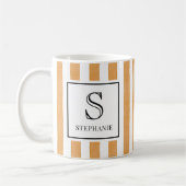 Oranges Wasserfarben-Streifenmuster Monogramm & Na Kaffeetasse (Links)
