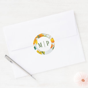 Oranges Wasserfarbschema Helle Farben Runder Aufkleber