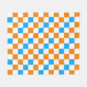 Oranges Weiß-Blau-Karo-Muster-Design  Fleecedecke (Vorderseite (Horizontal))