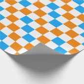 Oranges Weiß-Blau-Karo-Muster-Design Geschenkpapier (Ecke)