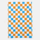 Oranges Weiß-Blau-Karo-Muster-Design  Geschirrtuch (Vertikal)
