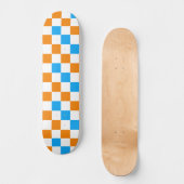 Oranges Weiß-Blau-Karuomuster-Design  Skateboard (Vorderseite)