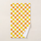Oranges Weiß Gelbes Karomuster Design  Badhandtuch Set (Handtuch)