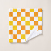 Oranges Weiß Gelbes Karomuster Design  Badhandtuch Set (Waschlappen)
