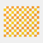 Oranges Weiß Gelbes Karomuster Design  Fleecedecke (Vorderseite (Horizontal))