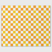 Oranges Weiß Gelbes Karomuster Design  Geschenkpapier (Flach)