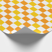Oranges Weiß Gelbes Karomuster Design  Geschenkpapier (Ecke)