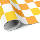 Oranges Weiß Gelbes Karomuster Design  Geschenkpapier (Rolleneckpunkt)