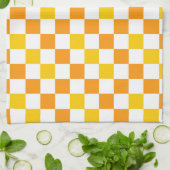 Oranges Weiß Gelbes Karomuster Design  Geschirrtuch (Gefaltet)