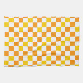 Oranges Weiß Gelbes Karomuster Design  Geschirrtuch (Horizontal)