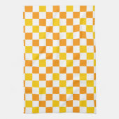 Oranges Weiß Gelbes Karomuster Design  Geschirrtuch (Vertikal)