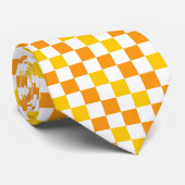 Oranges Weiß Gelbes Karomuster Design Krawatte (Gerollt)