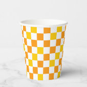 Oranges Weiß Gelbes Karomuster Design  Pappbecher (Rechts)