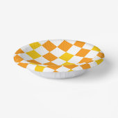 Oranges Weiß Gelbes Karomuster Design  Pappteller (Gewinkelt)