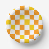 Oranges Weiß Gelbes Karomuster Design  Pappteller (Vorderseite)